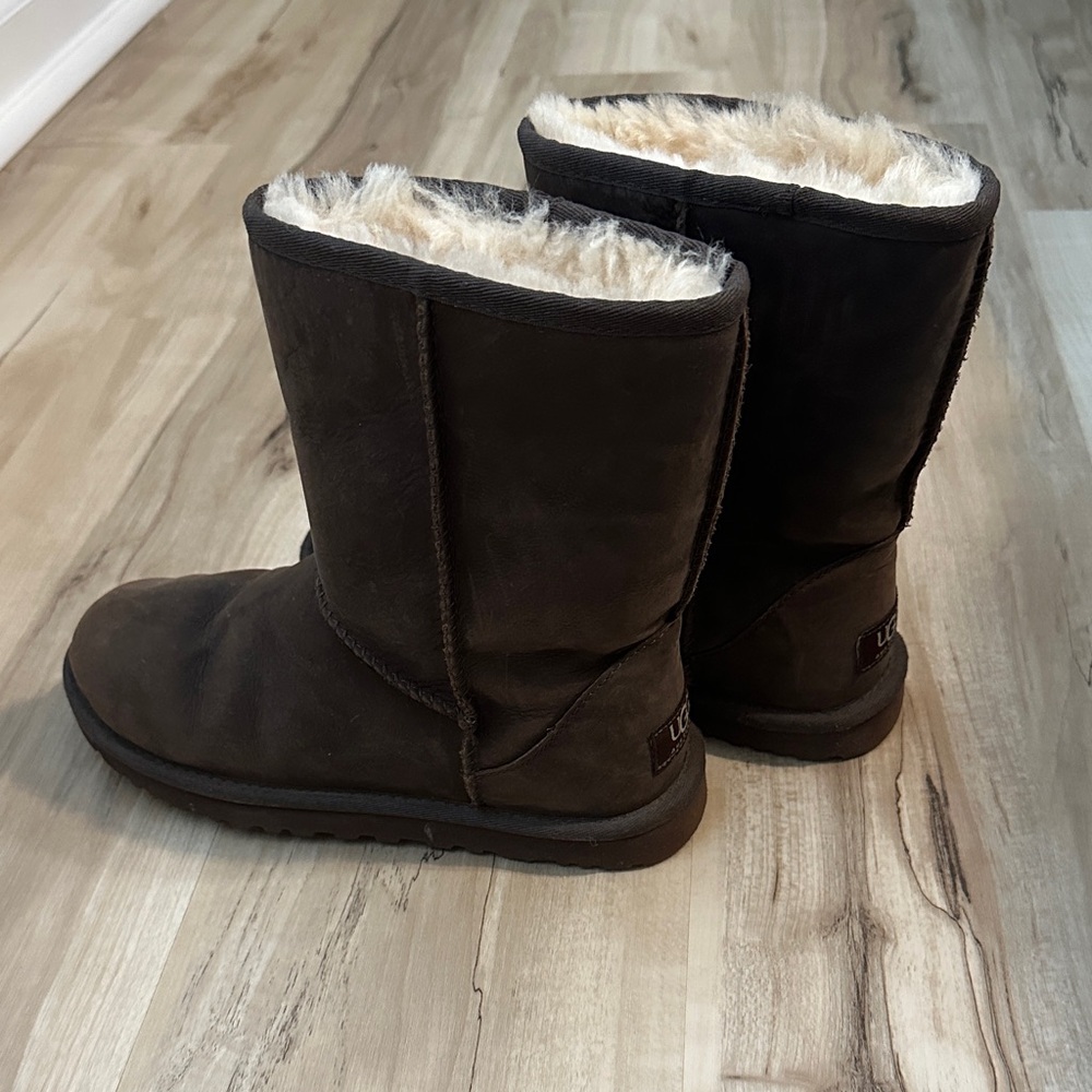 UGG Women's Dark Brown Leather Winter Boots